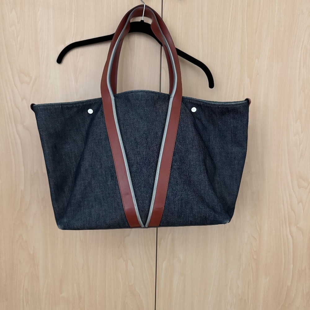Vince Denim and Leather Tote Bag